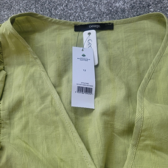 Brand New with tags George Asda Green Cross Over Top 100% Cotton Size 12. - Picture 3 of 6